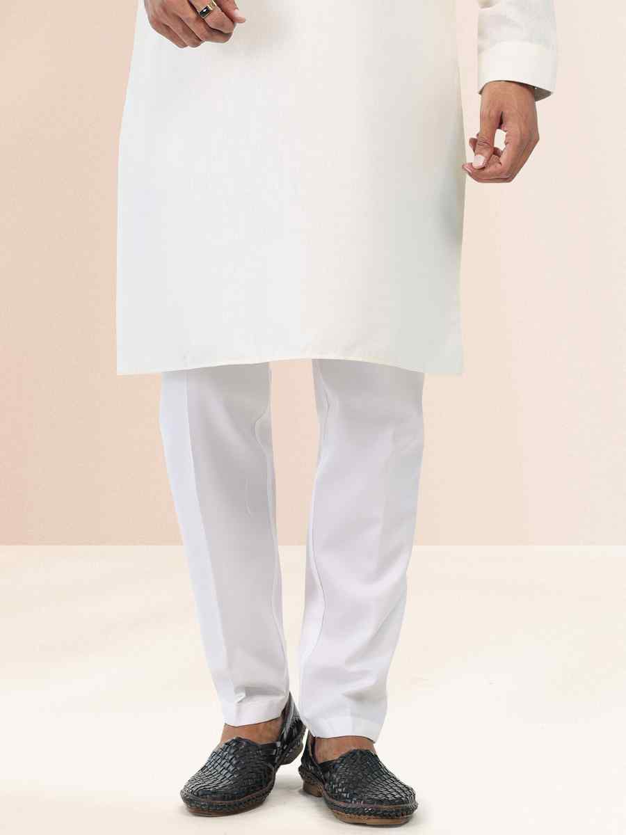 Cream Premium Linen Cotton Woven Festival Party Kurta