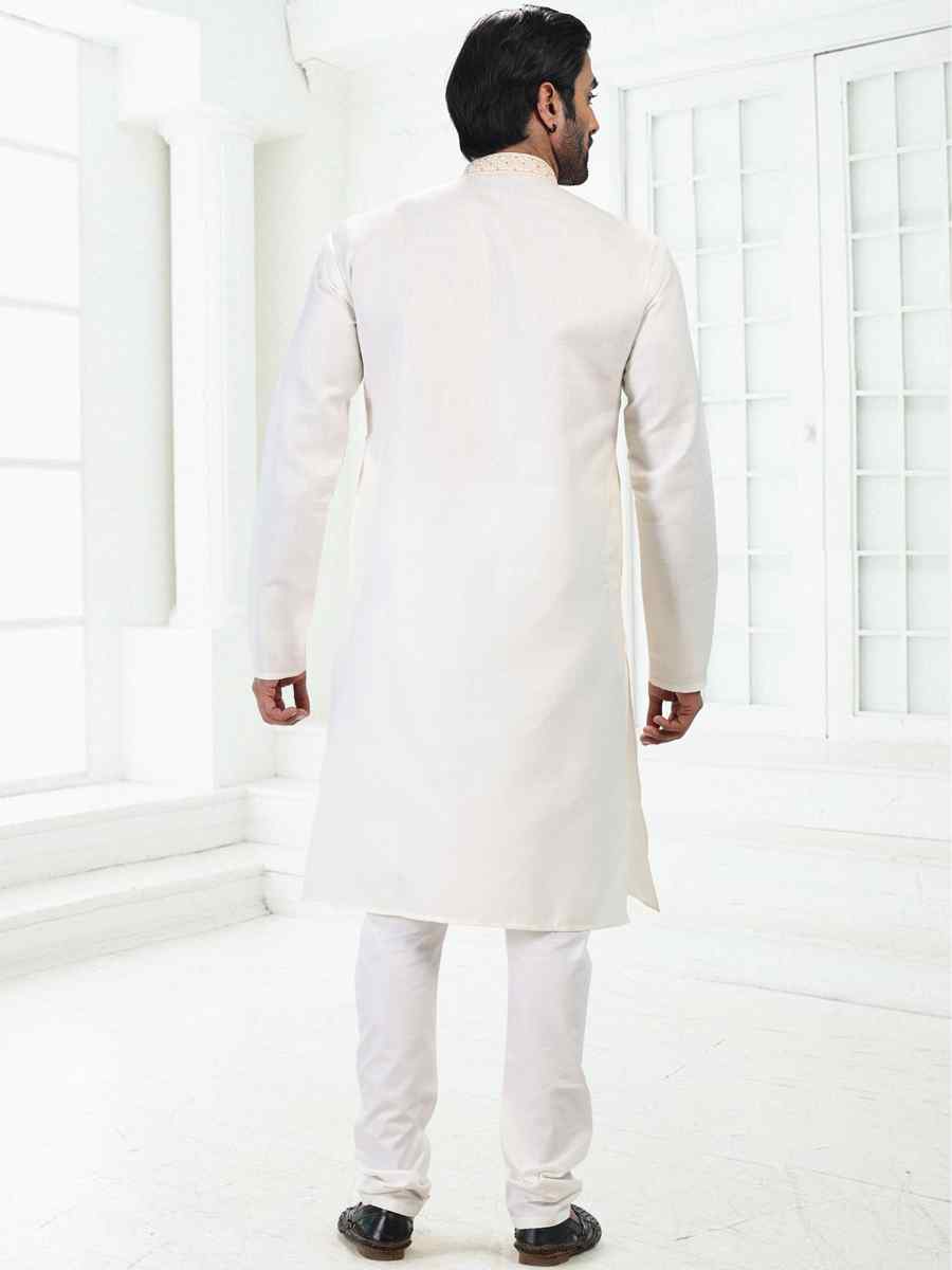 Cream Premium Linen Cotton Woven Festival Wedding Kurta