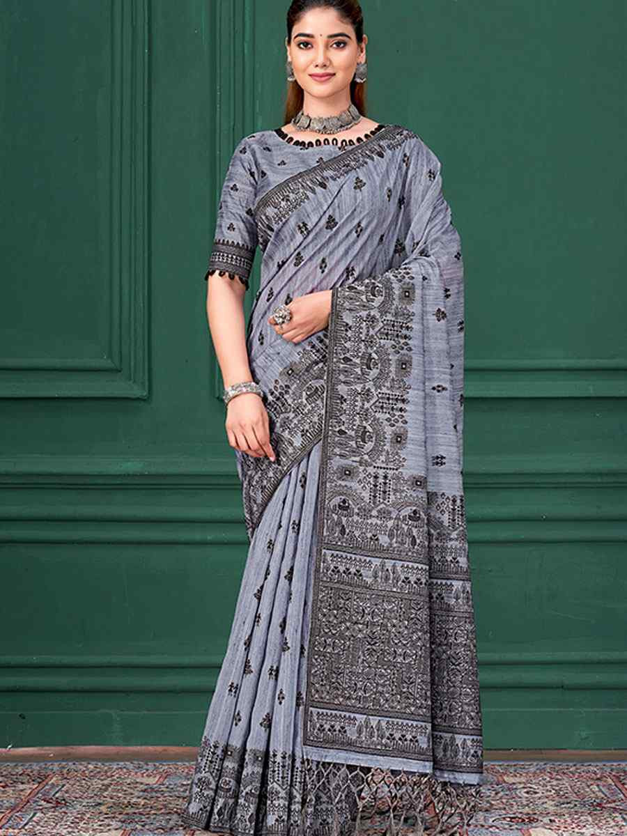 Cream Printed Handwoven Traditional Bridal Reception Festival Wedding Fancy Classic Style Sarees