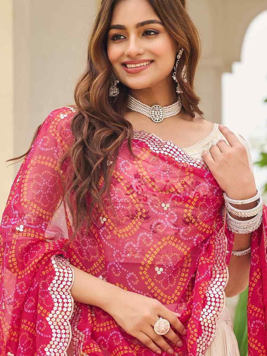 Cream Pure Tissue Silk Embroidered Wedding Reception Festival Heavy Border Lehenga Choli