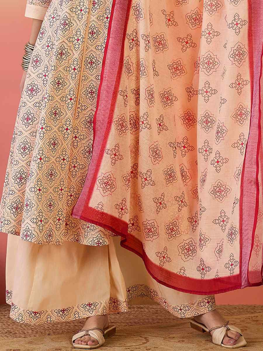 Cream Roman Silk Embroidered Festival Casual Ready Palazzo Pant Salwar Kameez