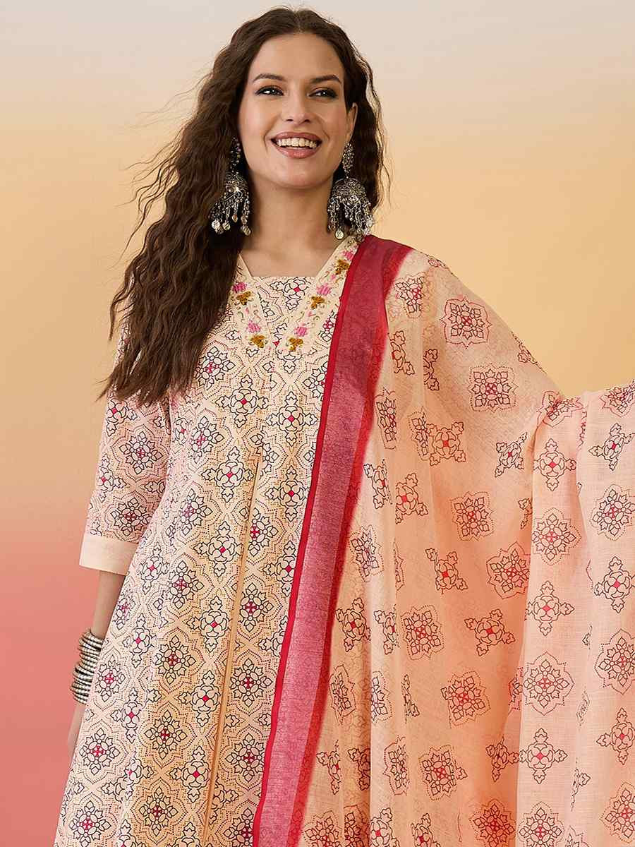 Cream Roman Silk Embroidered Festival Casual Ready Palazzo Pant Salwar Kameez