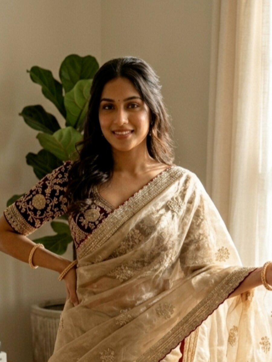 Cream Soft Frendy Satin Embroidery Sequins Zari Wedding Reception Party Festival Casual Heavy Border Sarees