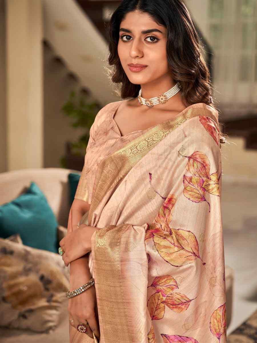 Cream Soft Silk Handwoven Festival Wedding Fancy Heavy Border Saree