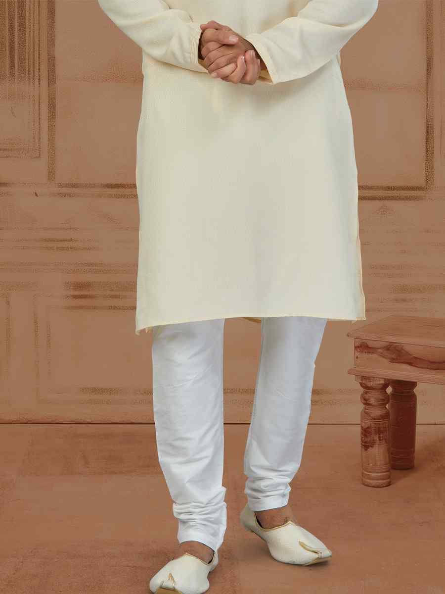 Cream Star Silk Printed Festival Kurta
