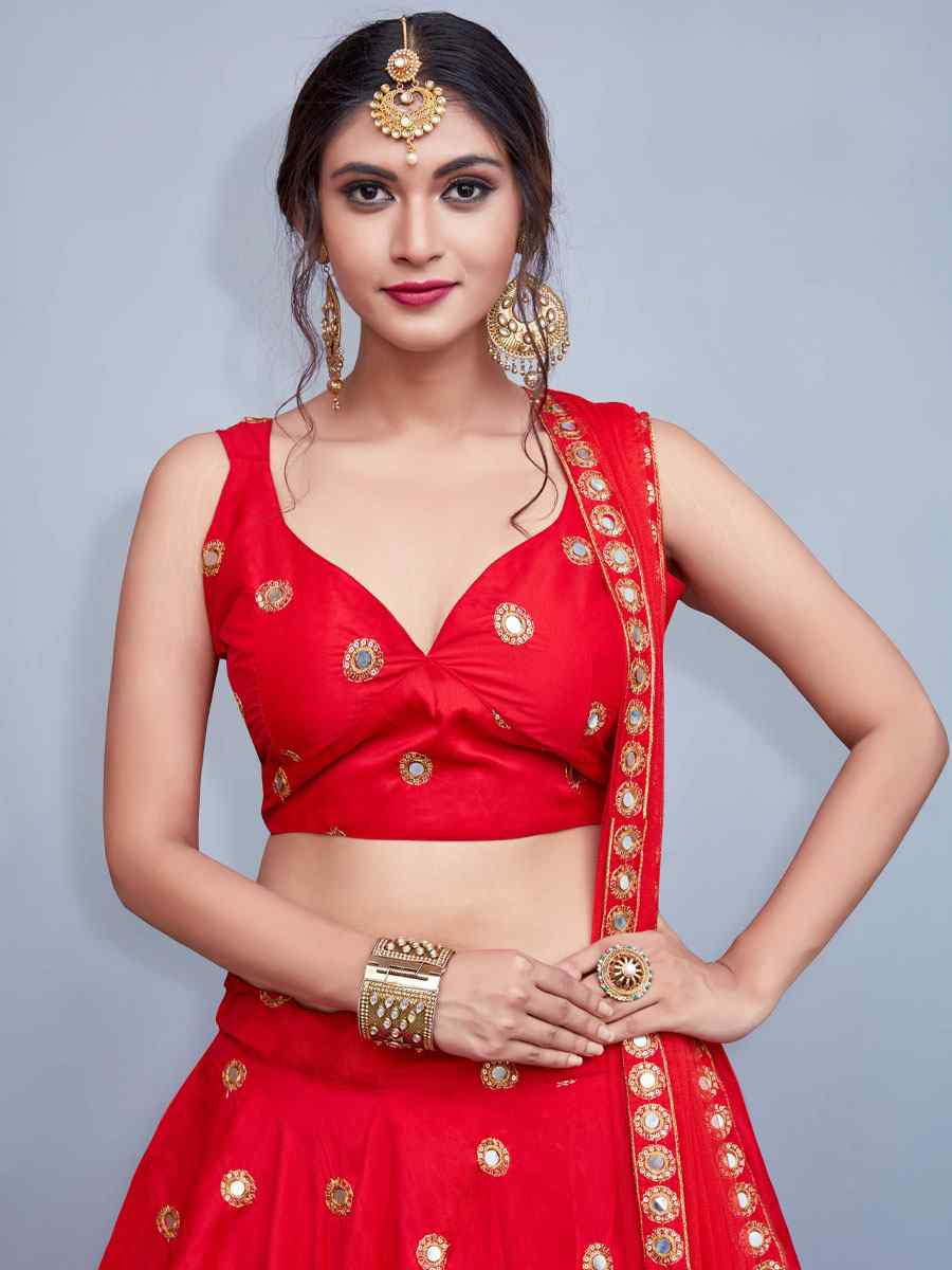 Cream Tafeta Silk Embroidered Festival Wedding Party Reception Heavy Border Lehenga Choli