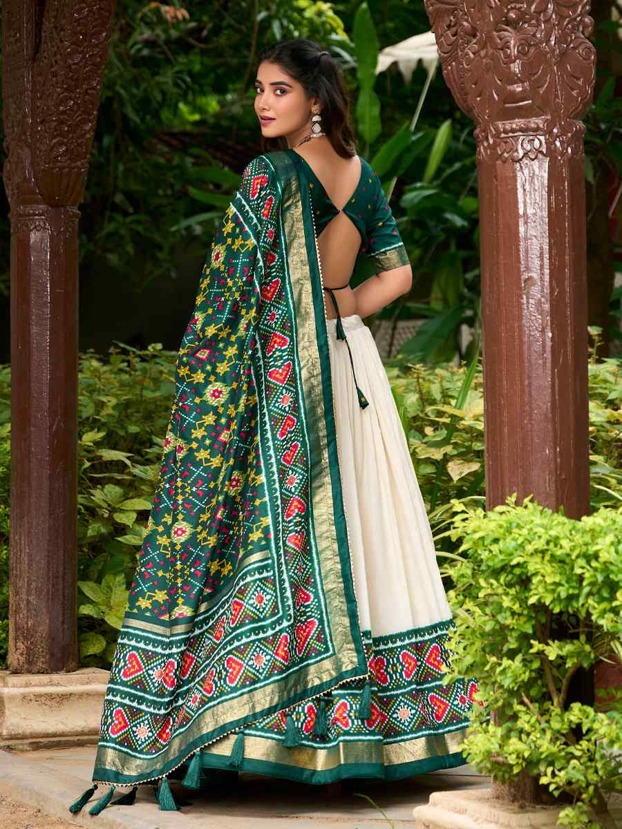 Cream Tussar Silk Embroidered Party Reception Wedding Lehenga Choli