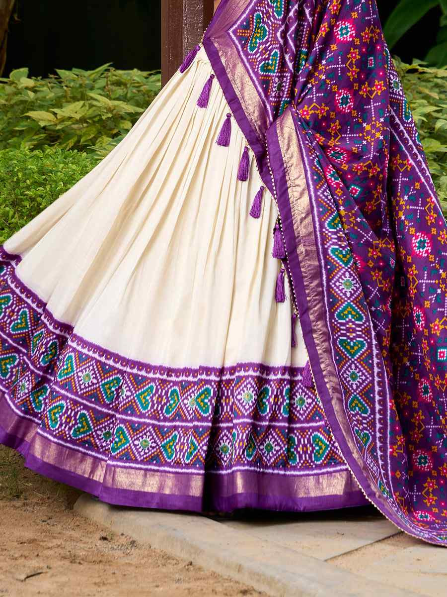 Cream Tussar Silk Embroidered Party Reception Wedding Lehenga Choli