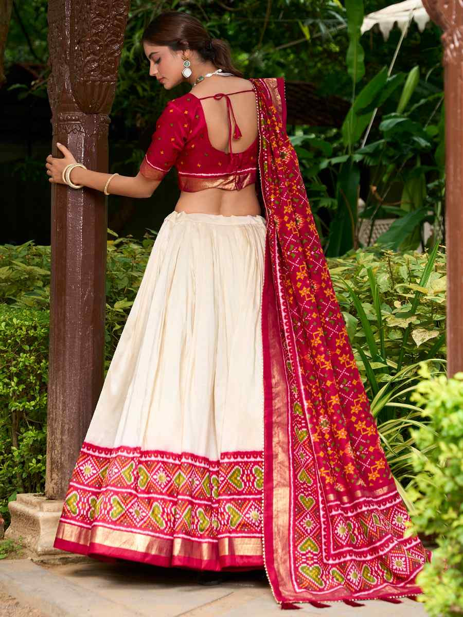 Cream Tussar Silk Embroidered Party Reception Wedding Lehenga Choli
