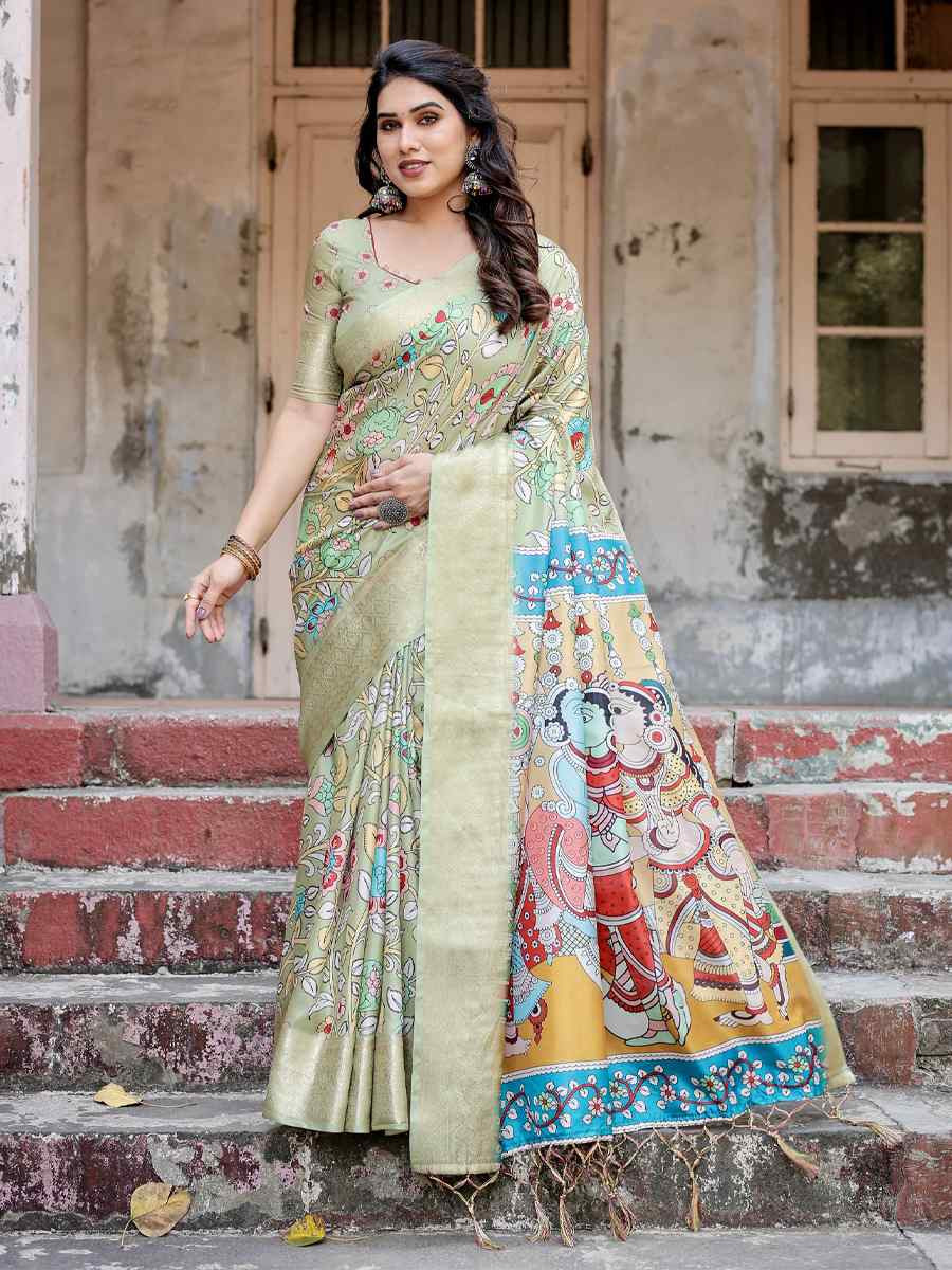 Cream Tussar Silk Zari Handwoven Printed Casual Reception Festival Wedding Fancy Heavy Border Saree