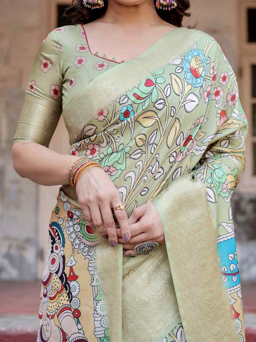 Cream Tussar Silk Zari Handwoven Printed Casual Reception Festival Wedding Fancy Heavy Border Saree