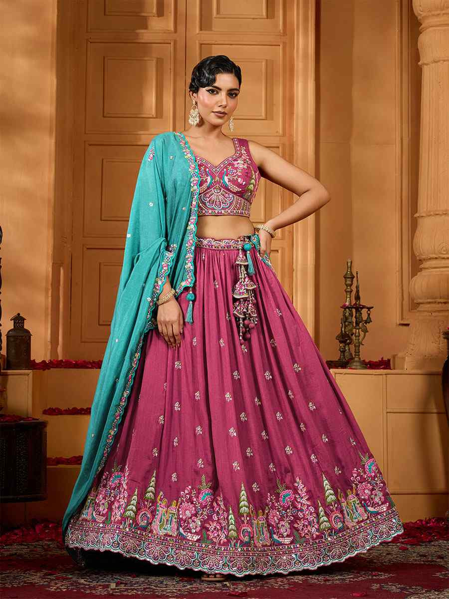 Cream Vichitra Silk Embroidered Wedding Reception Festival Heavy Border Lehenga Choli