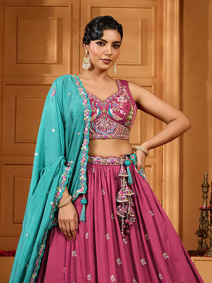 Cream Vichitra Silk Embroidered Wedding Reception Festival Heavy Border Lehenga Choli