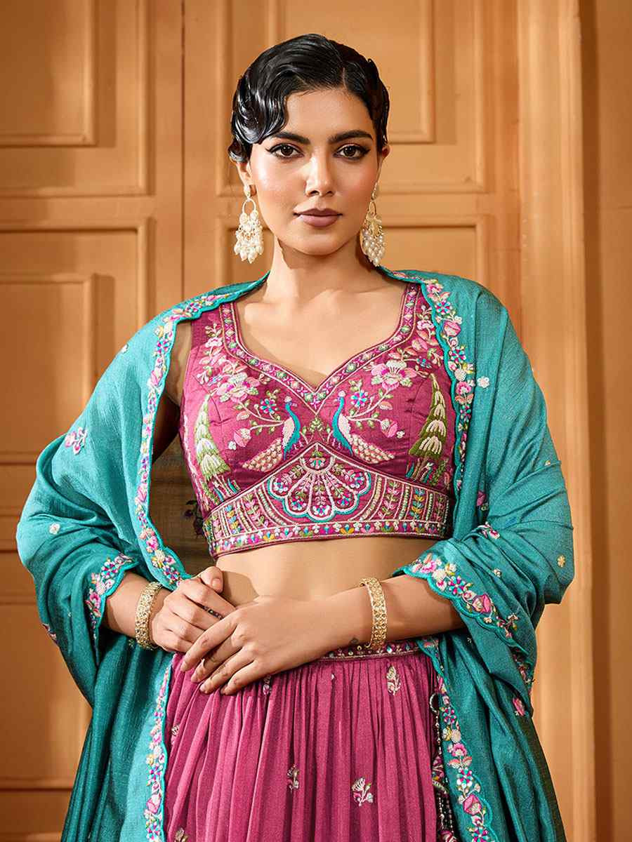 Cream Vichitra Silk Embroidered Wedding Reception Festival Heavy Border Lehenga Choli