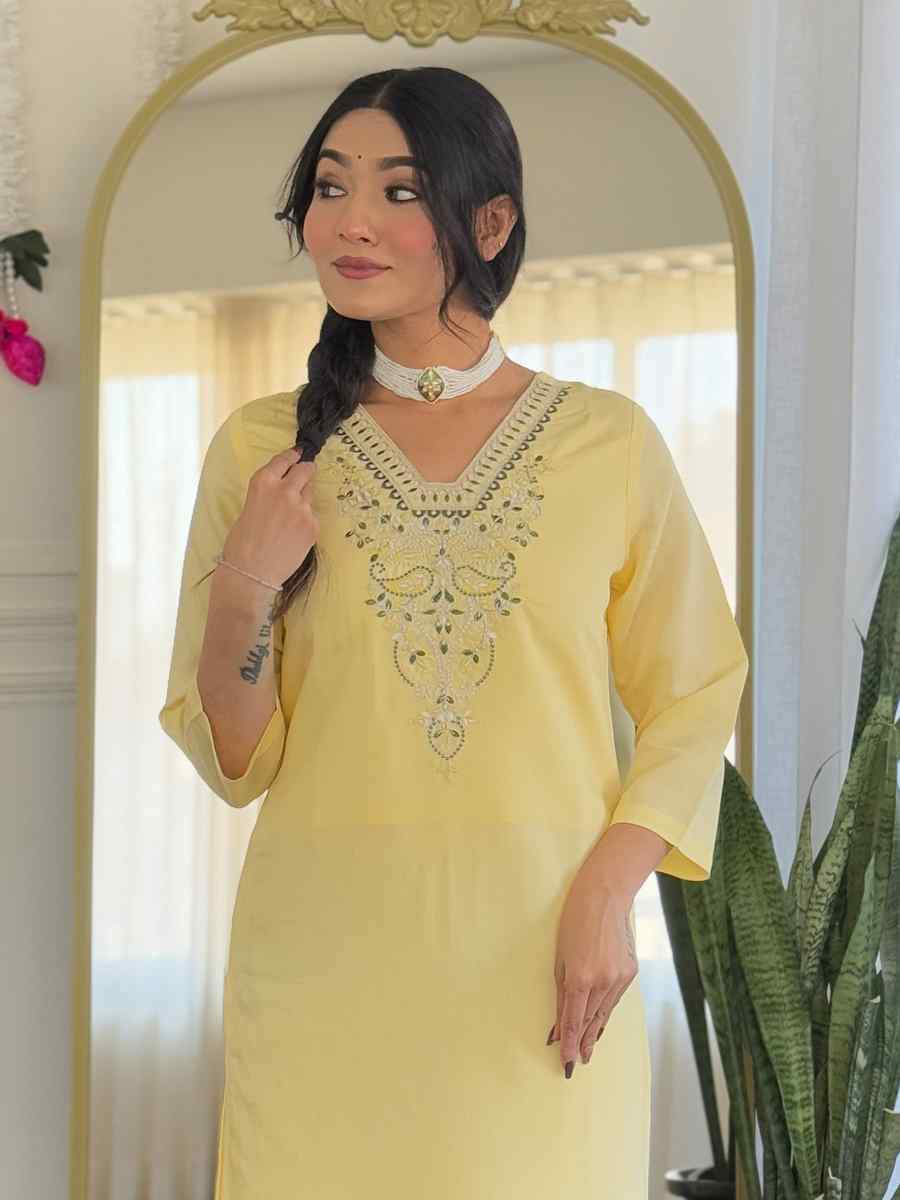 Cream Viscose Chanderi Embroidery Party Wedding Festival Casual Ready Pant Salwar Kameez