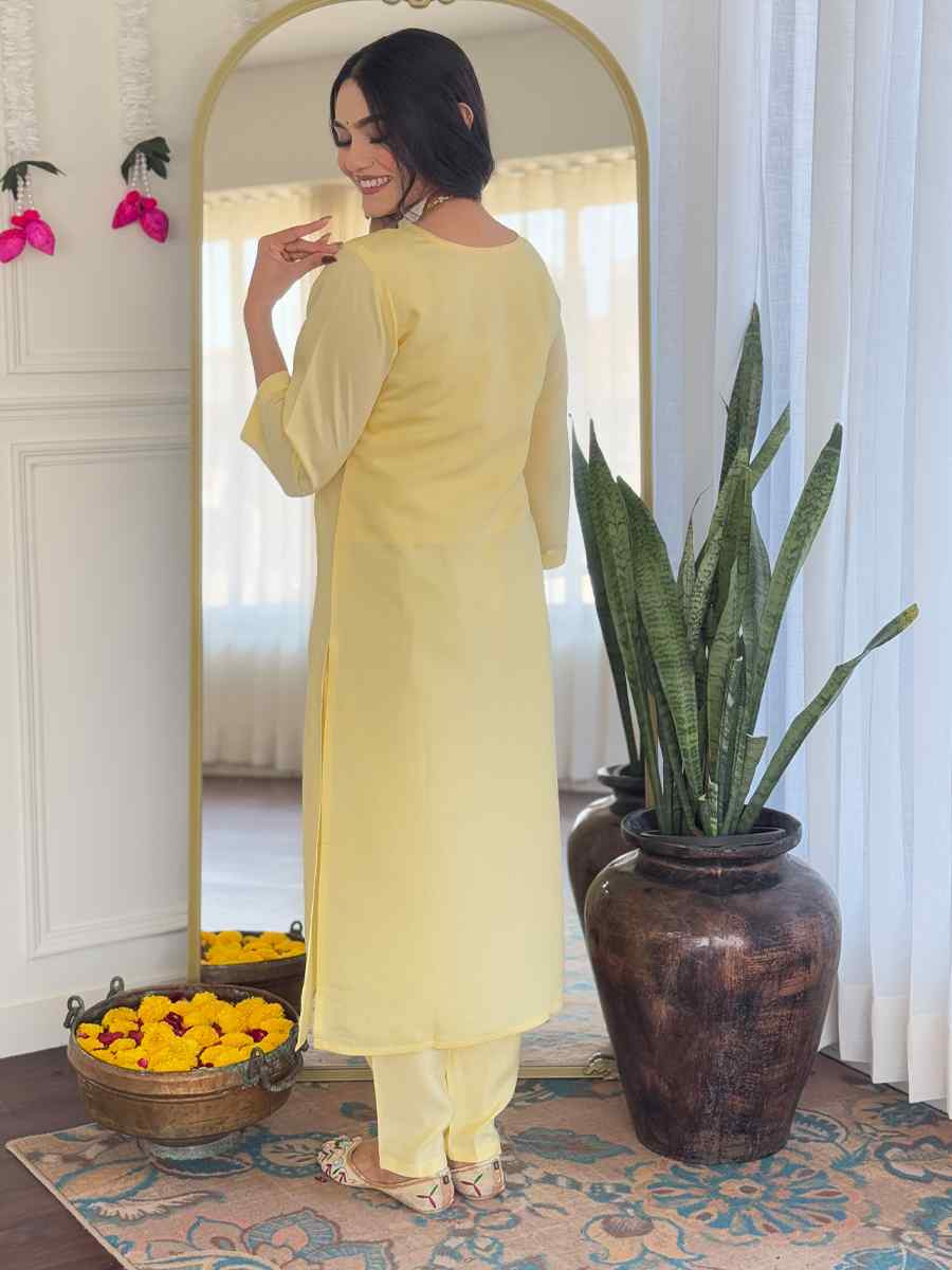 Cream Viscose Chanderi Embroidery Party Wedding Festival Casual Ready Pant Salwar Kameez