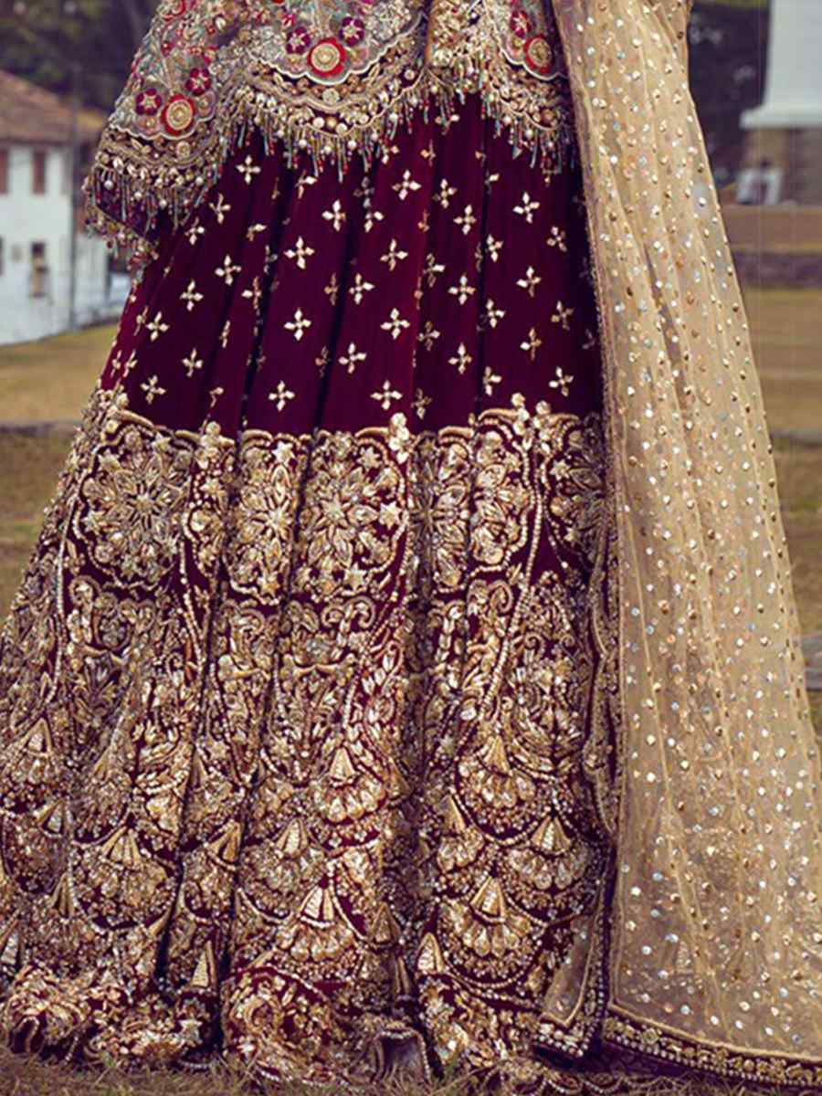 Dark Brown Butterfly Net Embroidered Engagement Party Kurti Lehenga Choli