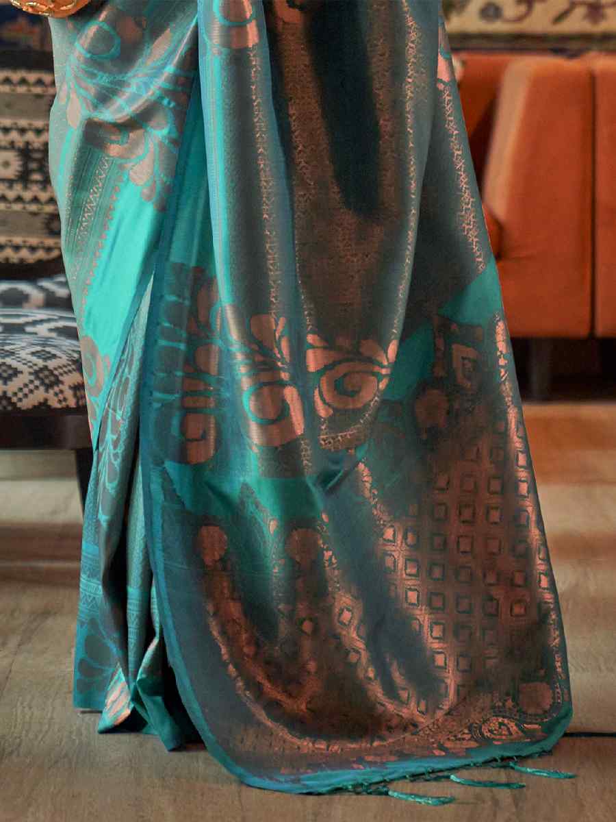 Dark Brown Silk Handwoven Wedding Festival Heavy Border Saree