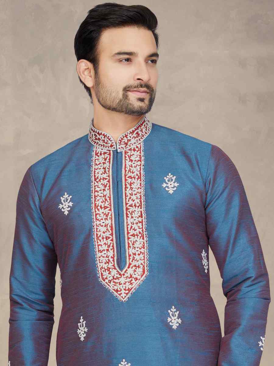 Dark Firoze Art Silk Woven Festival Mehendi Kurta