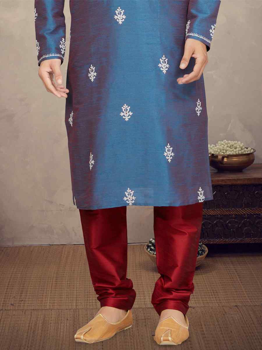 Dark Firoze Art Silk Woven Festival Mehendi Kurta