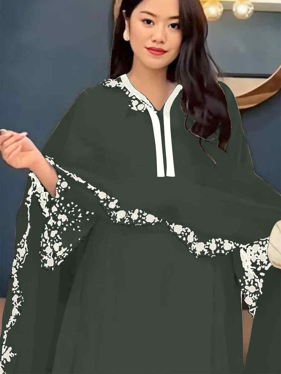 Dark Green Faux Georgette Embroidered Party Casual Ready Palazzo Pant Salwar Kameez