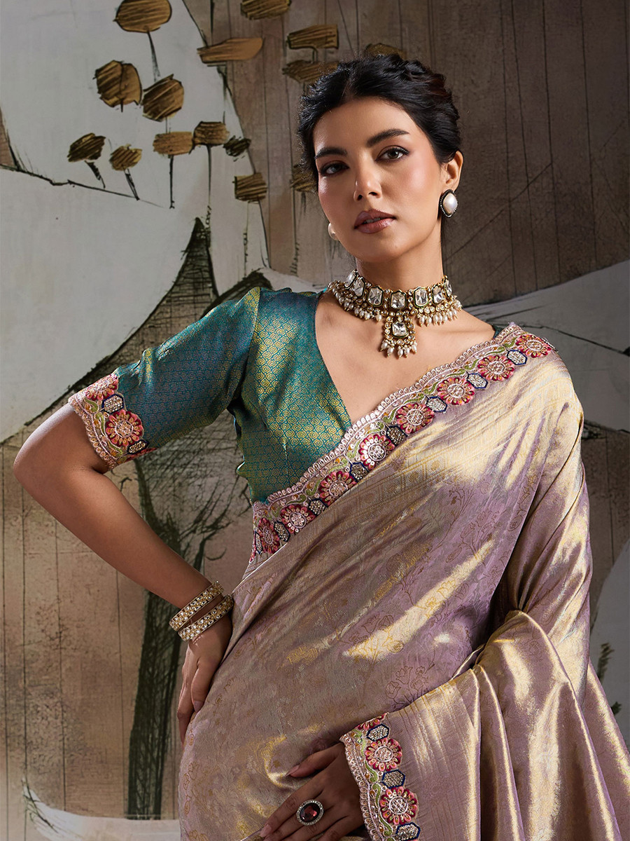 Dark Grey Banarasi Silk Jacquard Embroidery Zari Sequins Wedding Reception Party Festival Casual Heavy Border Sarees
