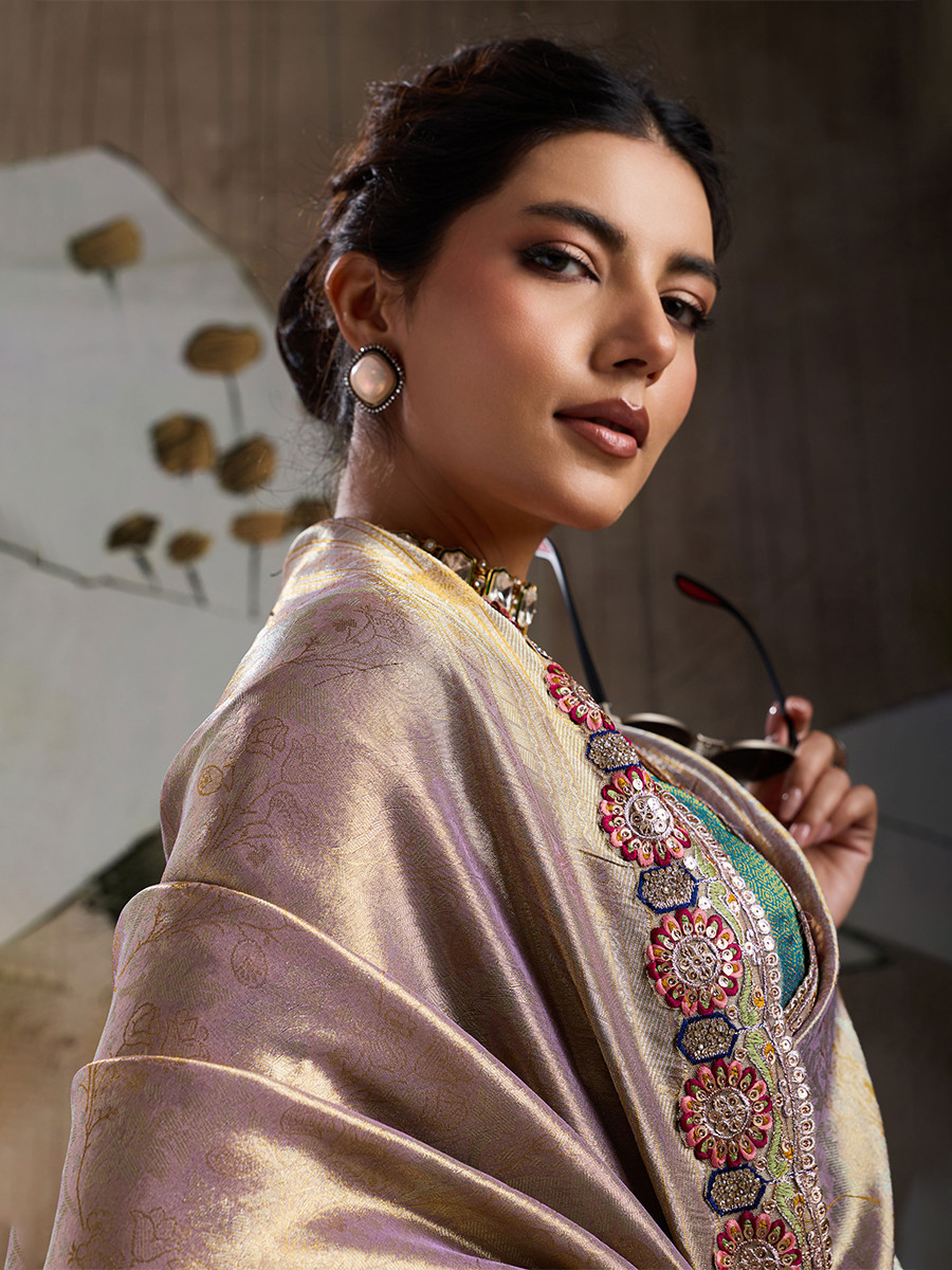 Dark Grey Banarasi Silk Jacquard Embroidery Zari Sequins Wedding Reception Party Festival Casual Heavy Border Sarees