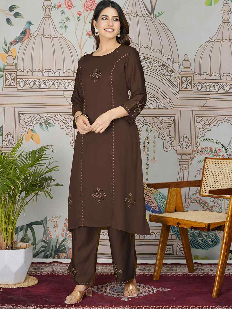 Dark Grey Gajji Silk Printed Festival Casual Kurti
