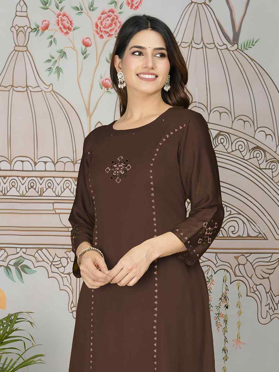 Dark Grey Gajji Silk Printed Festival Casual Kurti