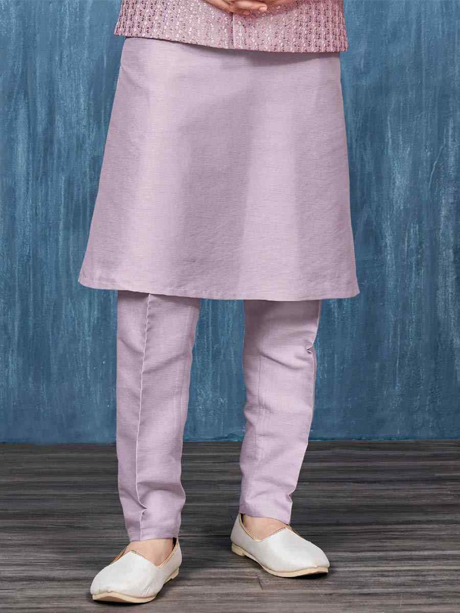 Dark Lavender Art Banarasi Silk Woven Festival Wedding Kurta