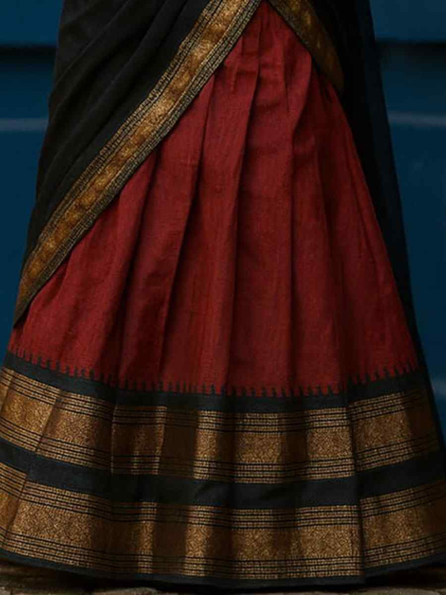 Dark Maroon Premium Lichi Silk Brocade Kids Wear Wedding Festival Lehengas Girls Wear