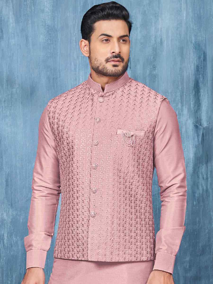 Dark Onion Art Banarasi Silk Woven Festival Wedding Kurta