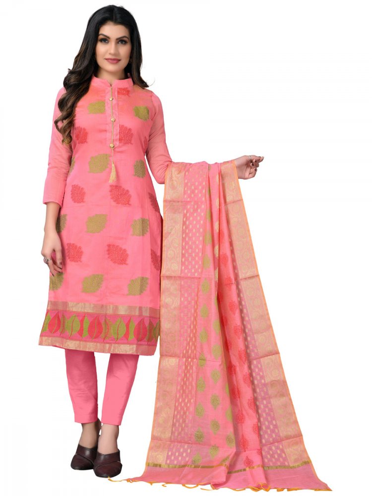 Dark Pink Benarasi Jacquard Embroidered Festival Churidar Kameez