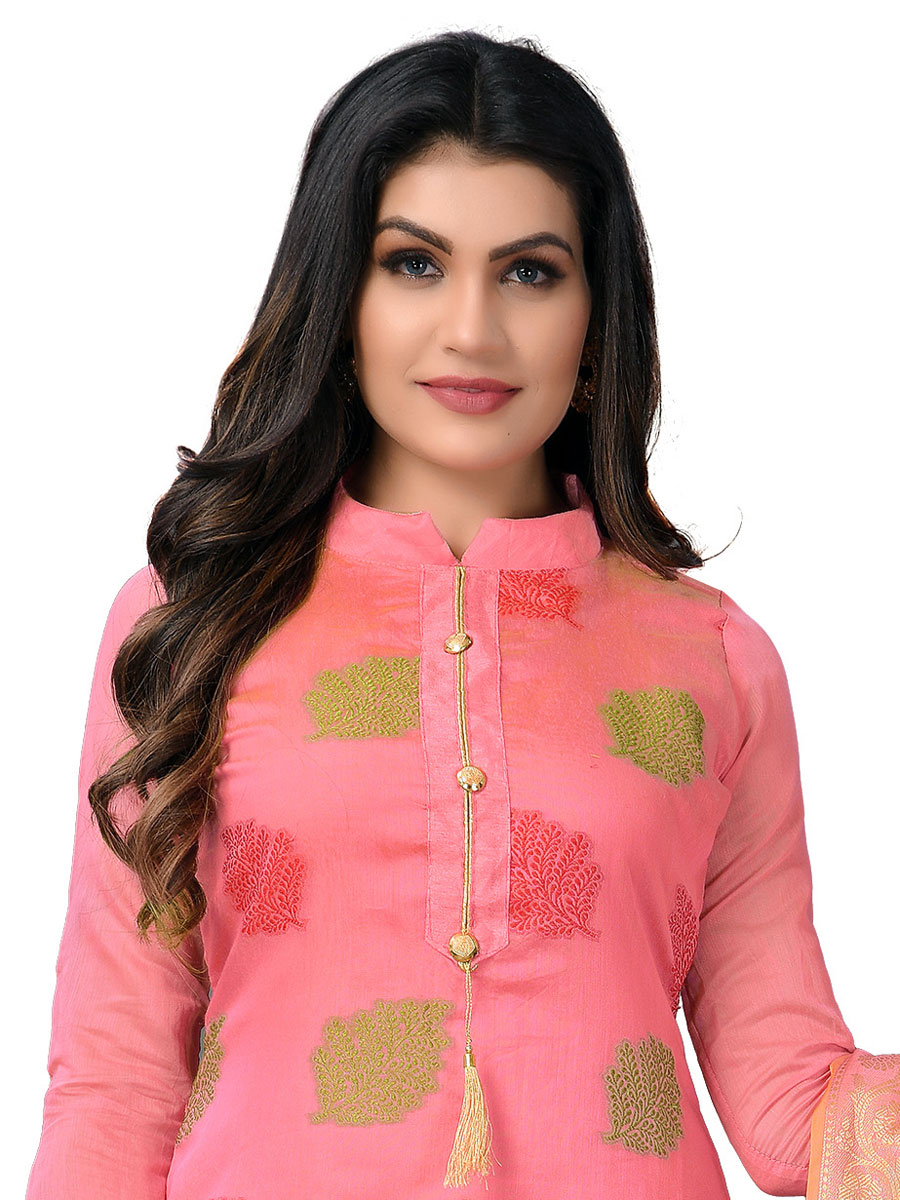 Dark Pink Benarasi Jacquard Embroidered Festival Churidar Kameez