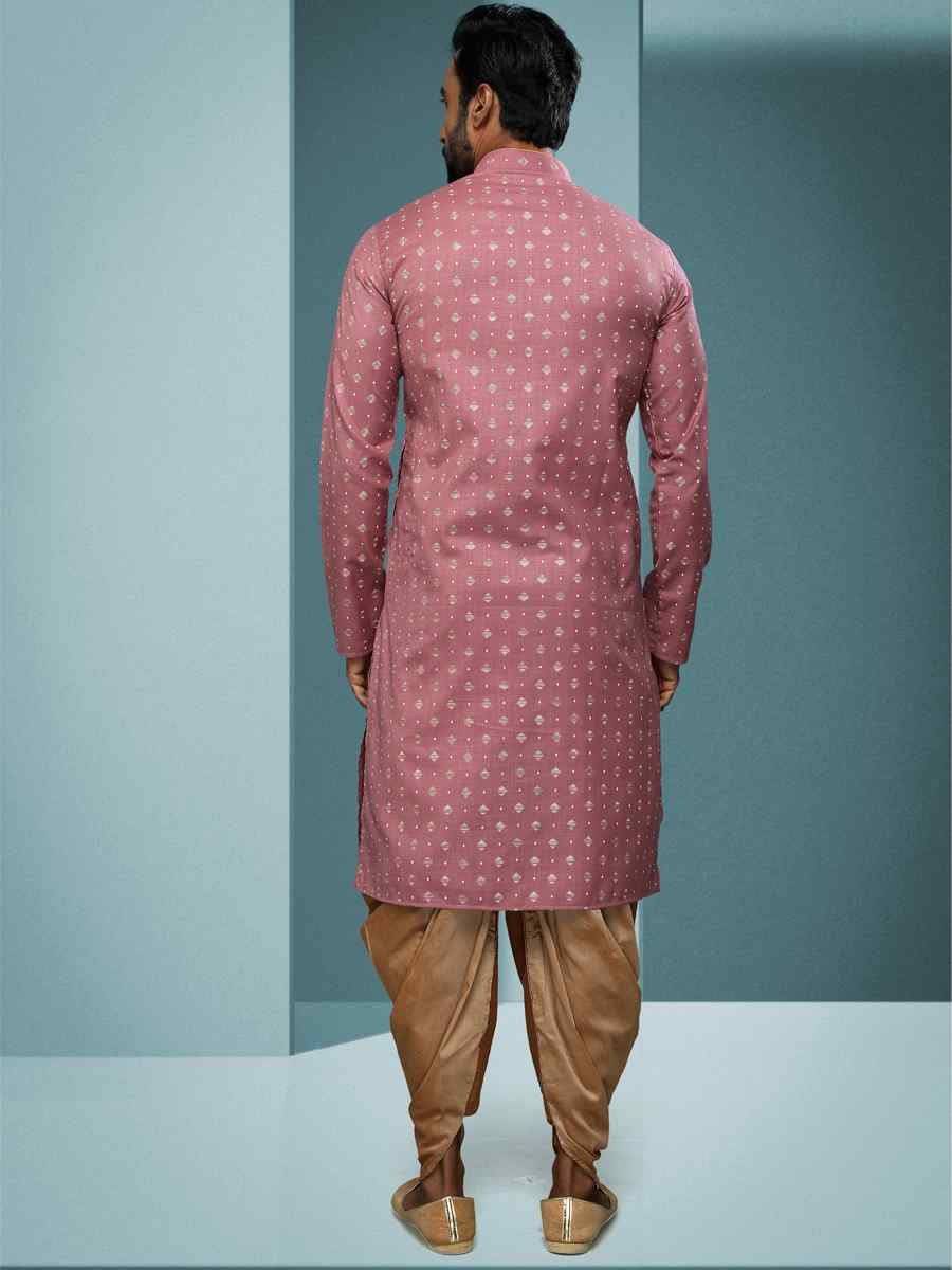 Dark Pink Hand Loomed In Rich Yarns Of Cotton Printed Festival Kurta