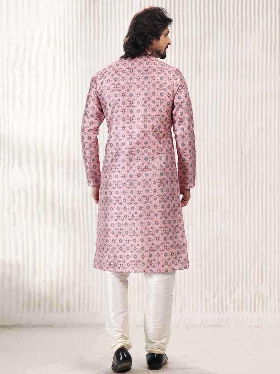 Dark Pink Jacquard Banarasi Silk Woven Festival Wedding Kurta