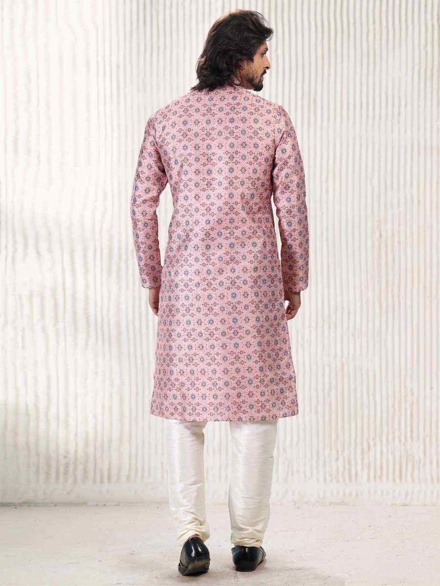 Dark Pink Jacquard Banarasi Silk Woven Festival Wedding Kurta