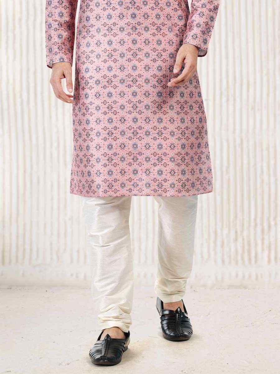 Dark Pink Jacquard Banarasi Silk Woven Festival Wedding Kurta