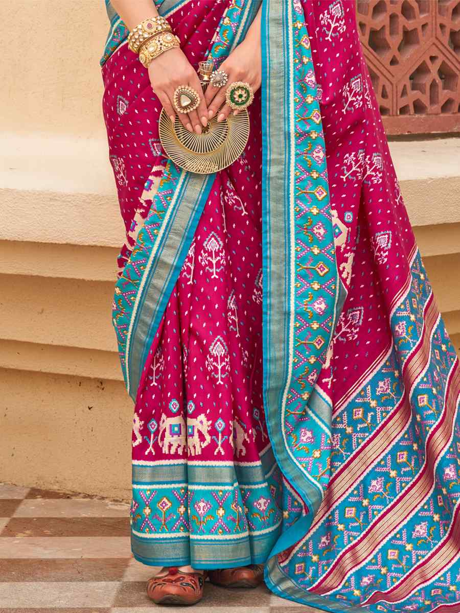 Dark Pink Sigma Silk Handwoven Wedding Festival Heavy Border Saree