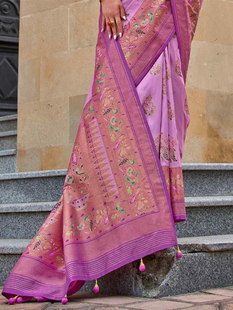 Deep Pink Silk Handwoven Casual Festival Classic Style Saree