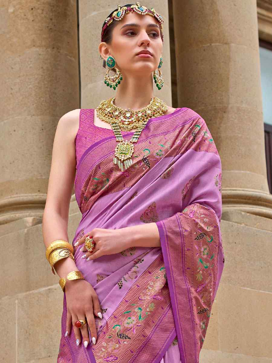Deep Pink Silk Handwoven Casual Festival Classic Style Saree