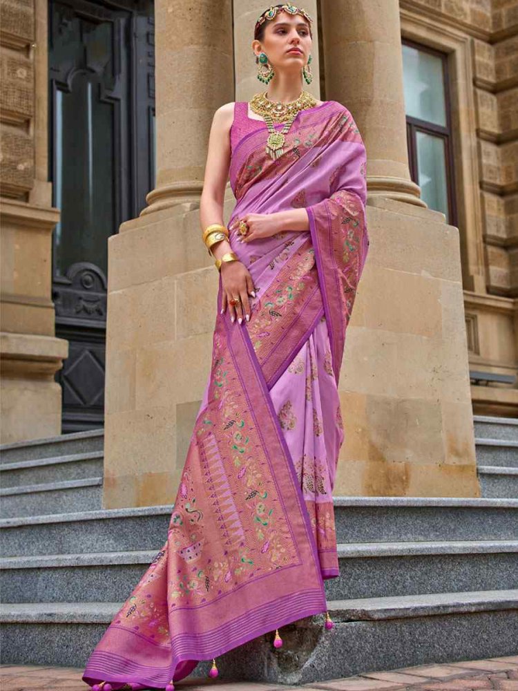 Deep Pink Silk Handwoven Casual Festival Classic Style Saree