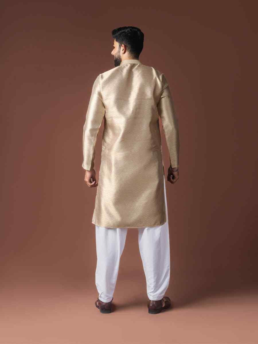 Dessert Jacquard Silk Embroidery Festival Wedding Party Mens Kurta