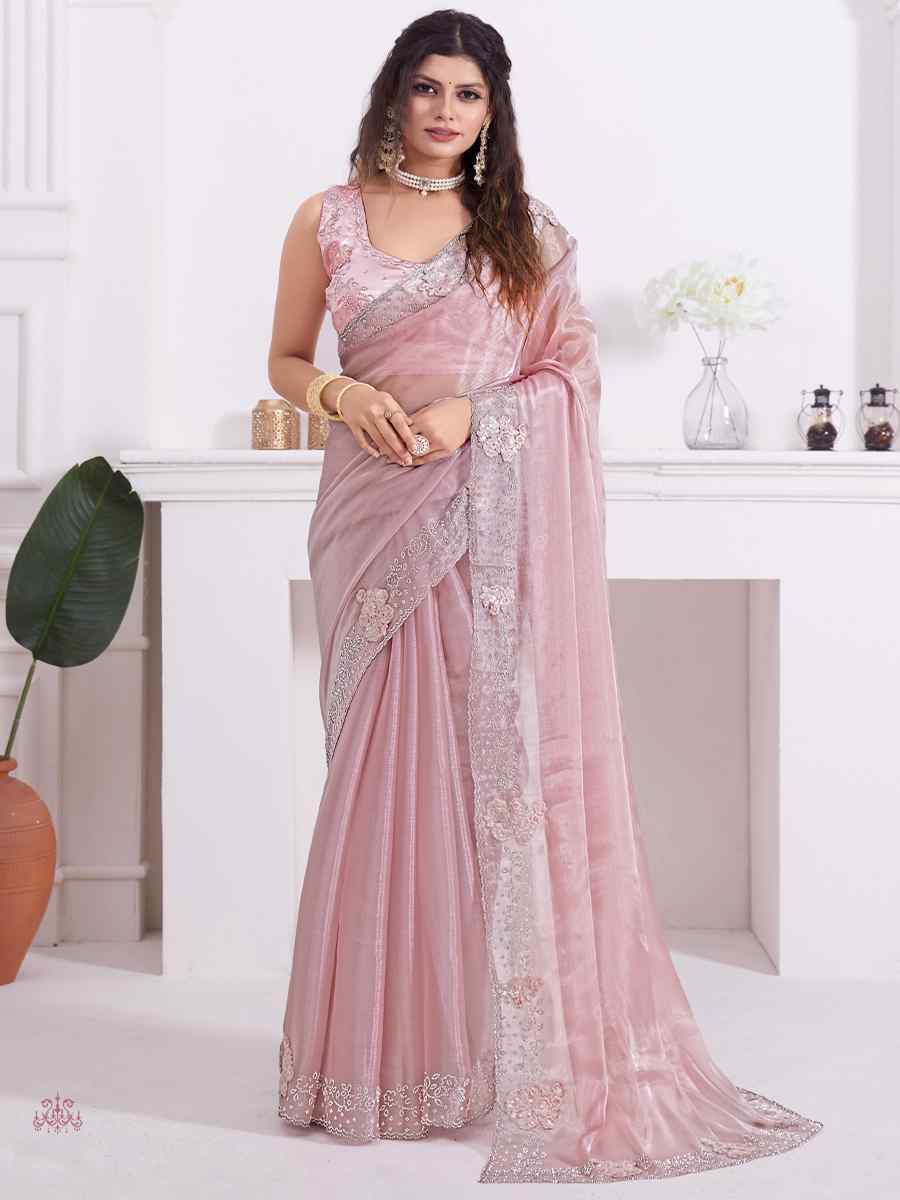 Dusty Butterfly Silk Embroidered Party Reception Heavy Border Saree