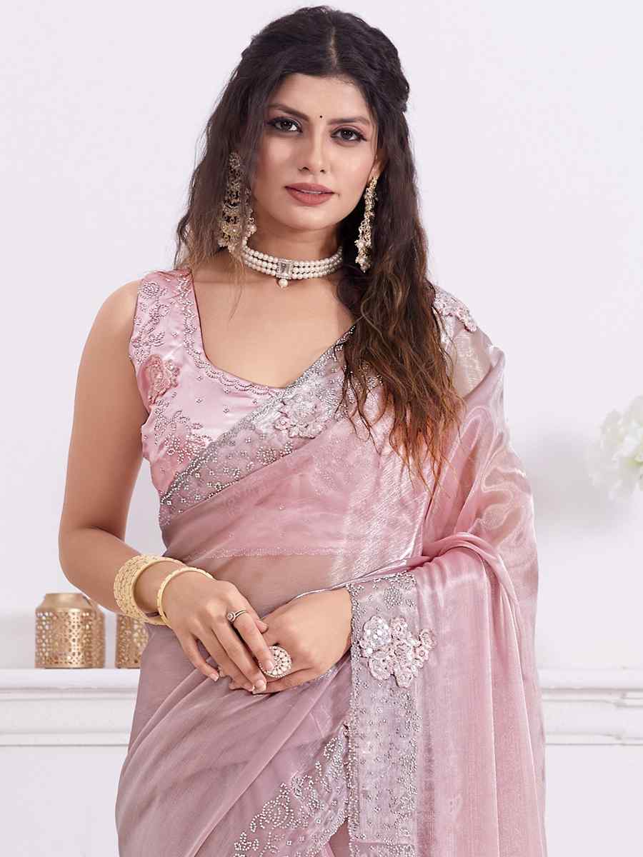 Dusty Butterfly Silk Embroidered Party Reception Heavy Border Saree