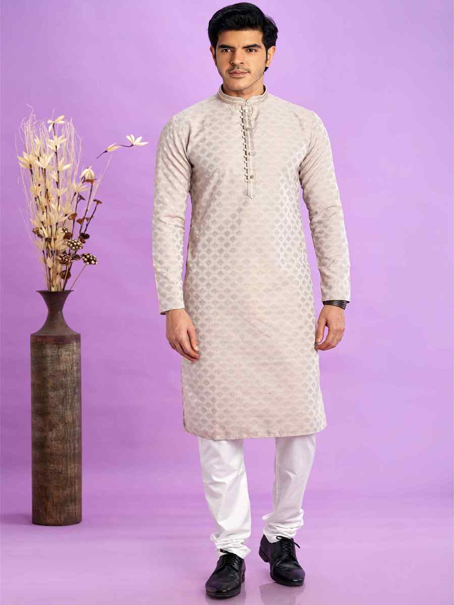 Dusty Jacquard Art Soft Silk Printed Festival Casual Kurta