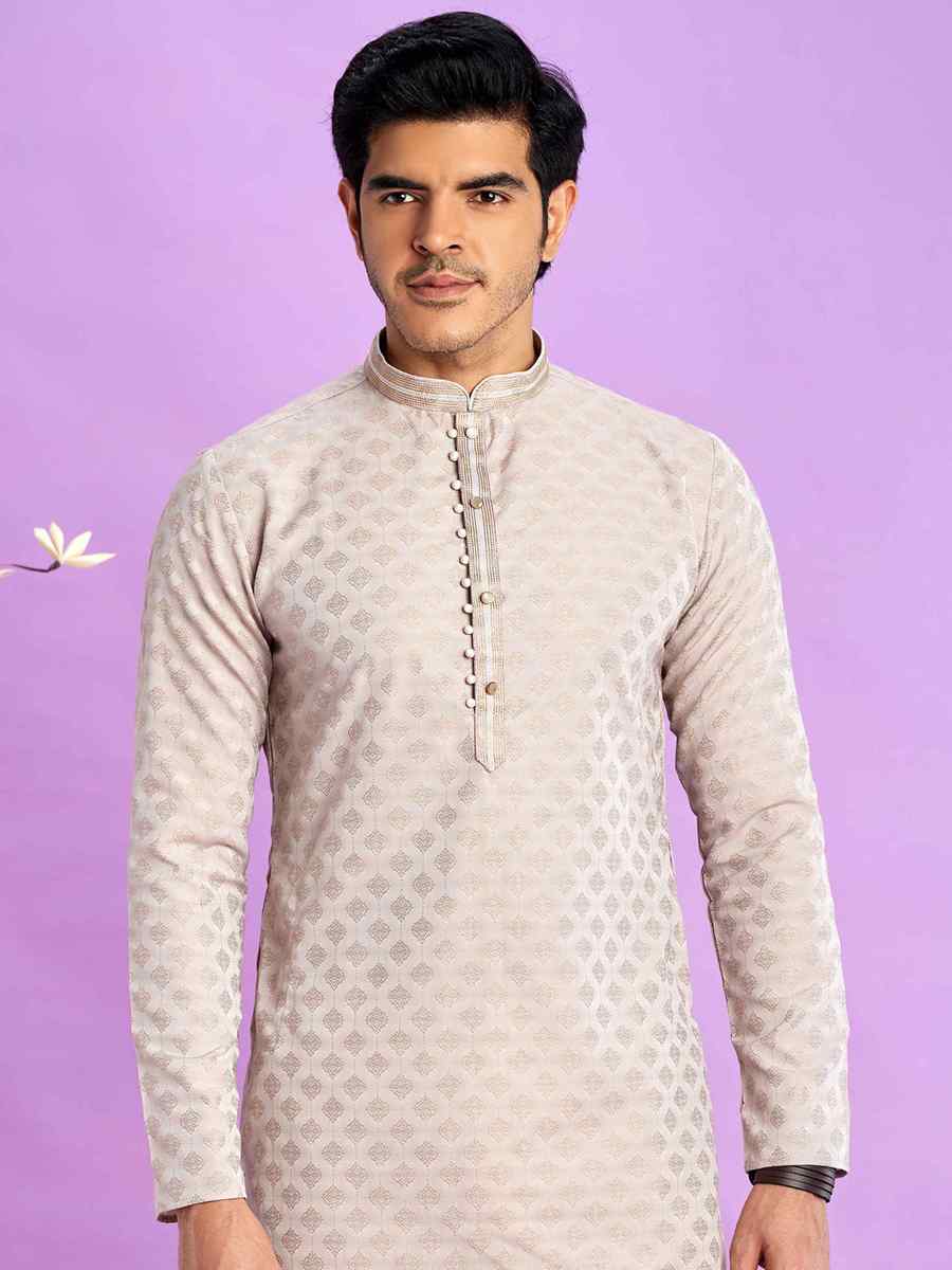 Dusty Jacquard Art Soft Silk Printed Festival Casual Kurta