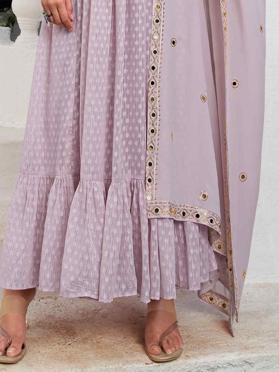 Dusty Lavender Georgette Embroidered Festival Party Ready Anarkali Salwar Kameez