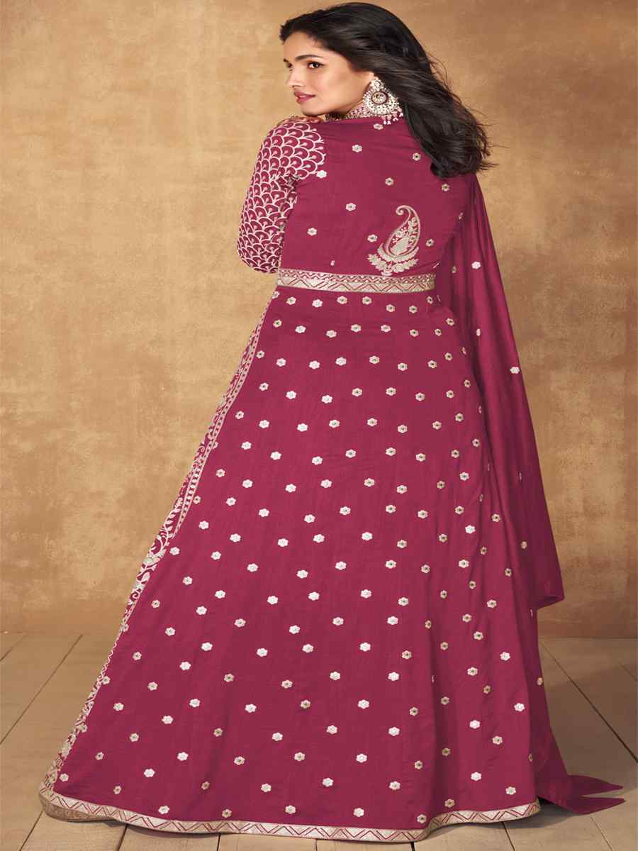 Dusty Pink Premium Silk Embroidered Festival Wedding Anarkali Salwar Kameez