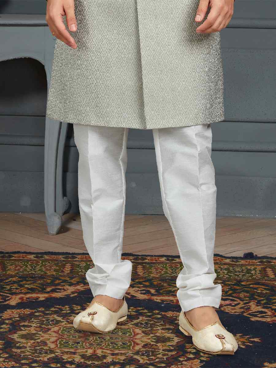 Dusty Pista Heavy Imported Jacquard Woven Groom Wedding Sherwani